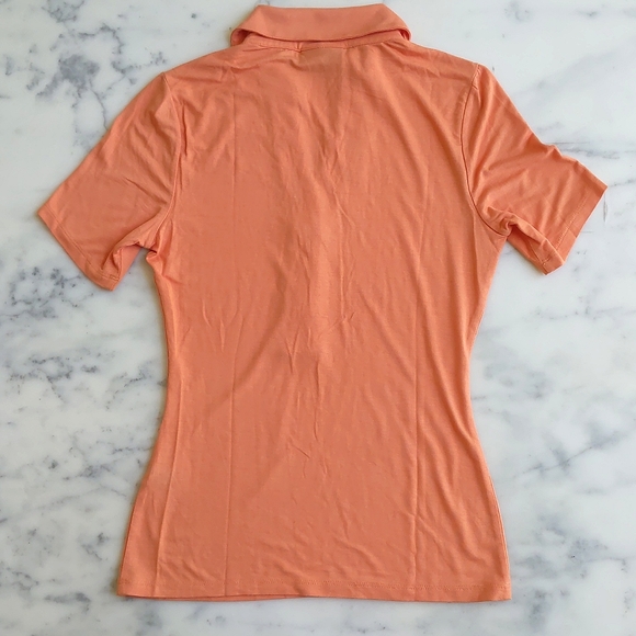 NWOT. The Limited Rayon and Spandex Orange Short Sleeve Polo with big buttons. - Picture 4 of 4